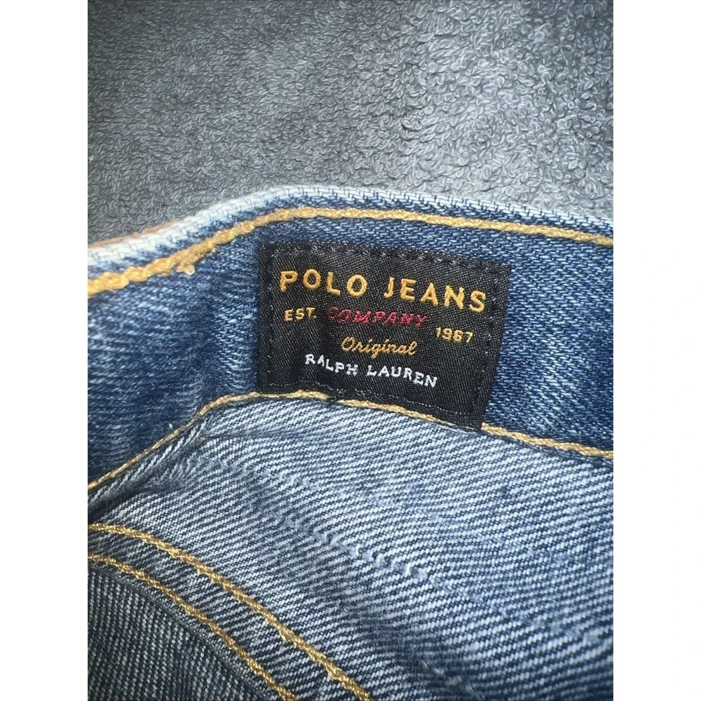 Polo Ralph Lauren Jeans Y2K Men 36X32 Wide Leg Baggy Stratford Wash Distressed